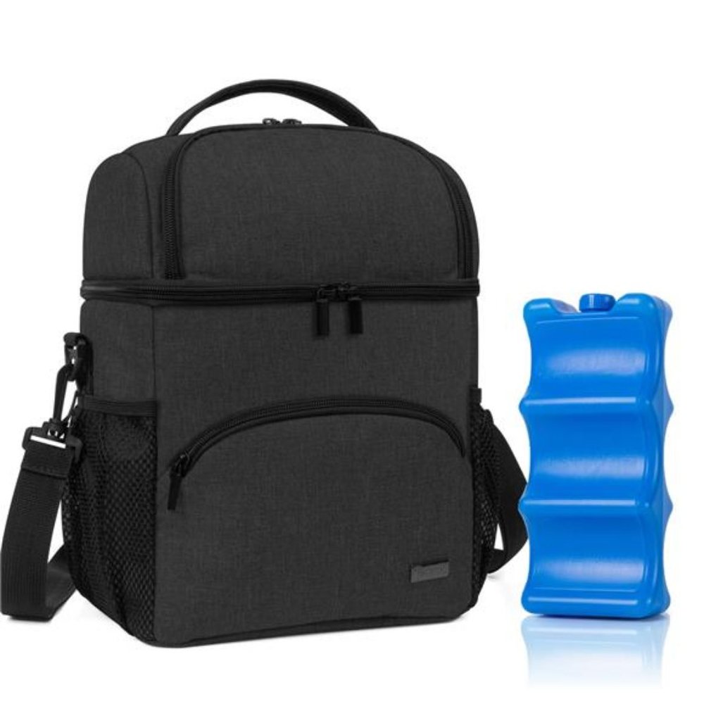 Double Layer Breastmilk Cooler Bag with Ice Pack, Travel Baby Bottle Cooler Bag